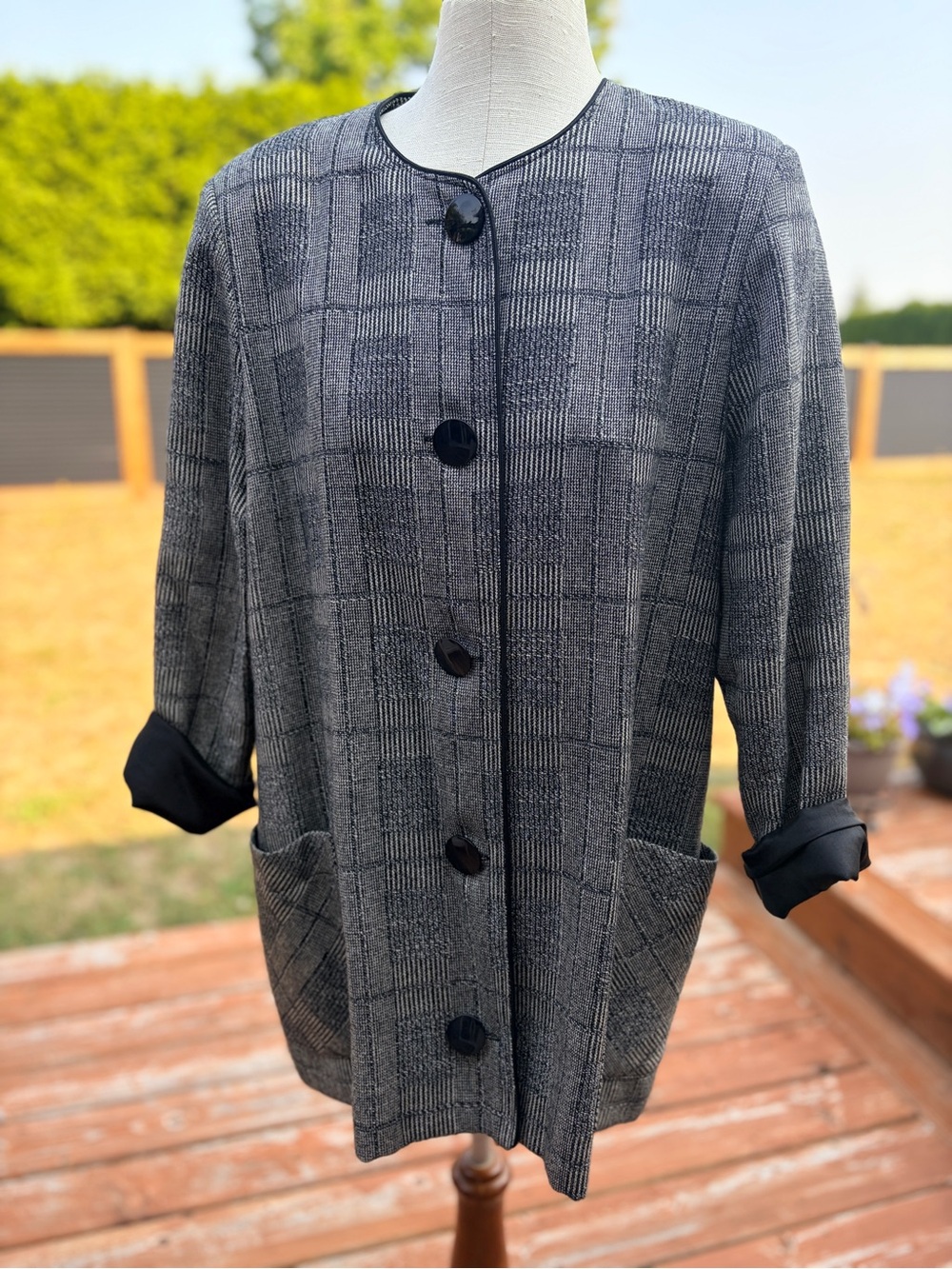Vintage 80s Yves Venet Plaid Blazer/Jacket Made in Canada Tweed Minimalist